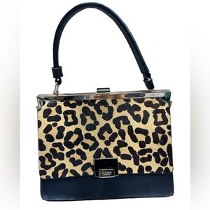 NWOT Dune London Black Cheetah Print Calf Hair Leather Purse Satchel Crossbody